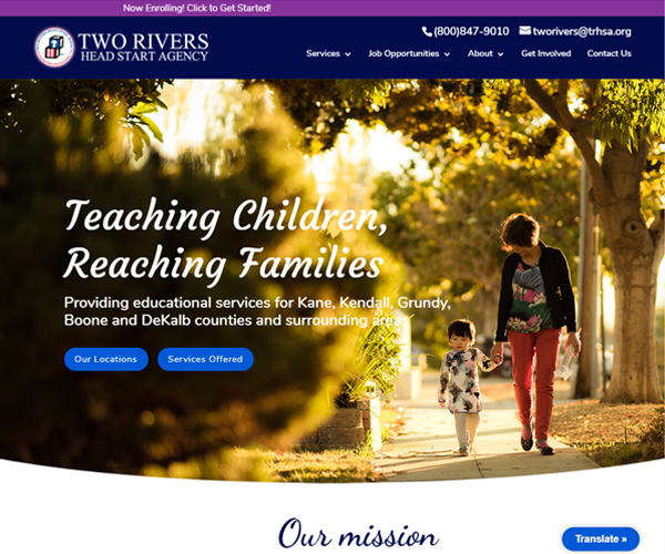 Two Rivers Head Start Agency Website Design
